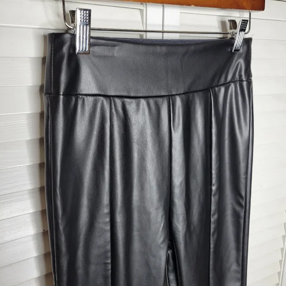 Bohme Karina Black Faux Vegan Leather High Rise Pull-On Pants XS (00-0) EUC - Picture 5 of 14